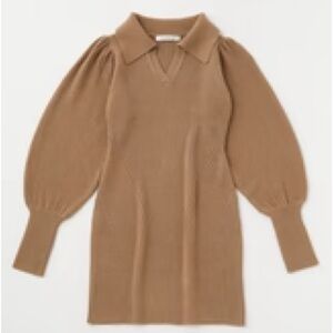 Moussy Beige Open Collar Mini Dress